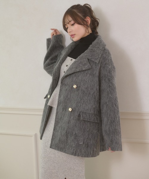 Ambre Neige(アンブルネージュ)の「shaggy chester coat / シャギーチェスターコート(チェスターコート・レディース・チャコールグレー/アイボリー/ダークブラウン・FREE)」の8枚目の写真