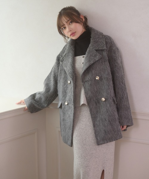 Ambre Neige(アンブルネージュ)の「shaggy chester coat / シャギーチェスターコート(チェスターコート・レディース・チャコールグレー/アイボリー/ダークブラウン・FREE)」の5枚目の写真
