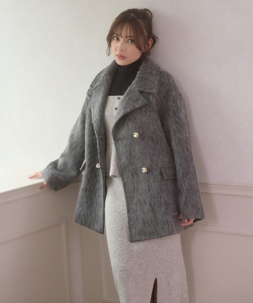 Ambre Neige(アンブルネージュ)の「shaggy chester coat / シャギーチェスターコート(チェスターコート・レディース・チャコールグレー/アイボリー/ダークブラウン・FREE)」の6枚目の写真