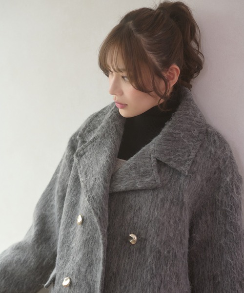 Ambre Neige(アンブルネージュ)の「shaggy chester coat / シャギーチェスターコート(チェスターコート・レディース・チャコールグレー/アイボリー/ダークブラウン・FREE)」の15枚目の写真
