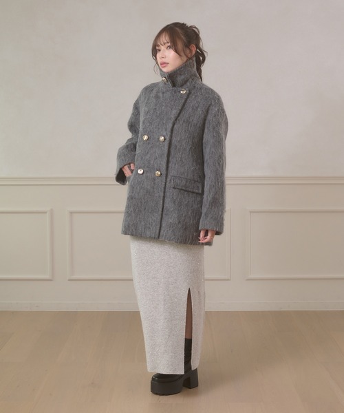 Ambre Neige(アンブルネージュ)の「shaggy chester coat / シャギーチェスターコート(チェスターコート・レディース・チャコールグレー/アイボリー/ダークブラウン・FREE)」の18枚目の写真