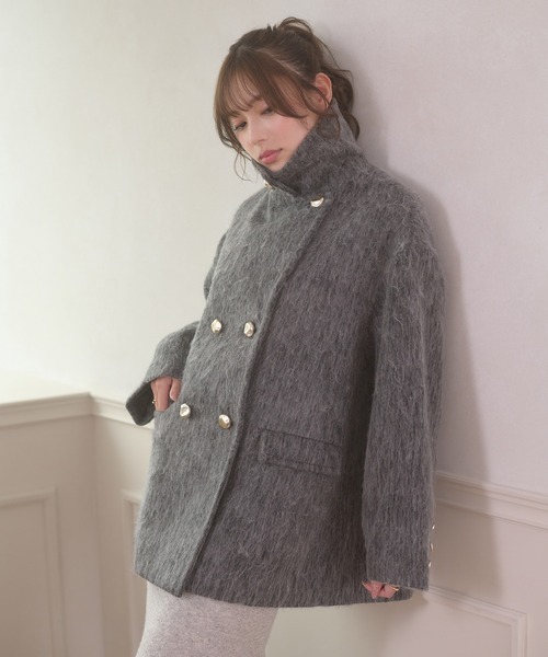 Ambre Neige(アンブルネージュ)の「shaggy chester coat / シャギーチェスターコート(チェスターコート・レディース・チャコールグレー/アイボリー/ダークブラウン・FREE)」の14枚目の写真