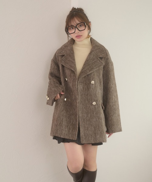 Ambre Neige(アンブルネージュ)の「shaggy chester coat / シャギーチェスターコート(チェスターコート・レディース・チャコールグレー/アイボリー/ダークブラウン・FREE)」の19枚目の写真