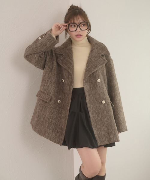 Ambre Neige(アンブルネージュ)の「shaggy chester coat / シャギーチェスターコート(チェスターコート・レディース・チャコールグレー/アイボリー/ダークブラウン・FREE)」の21枚目の写真