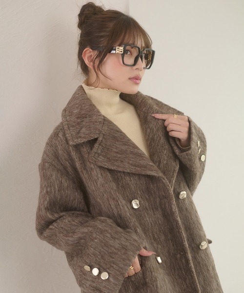 Ambre Neige（アンブルネージュ）の「shaggy chester coat / シャギーチェスターコート（チェスターコート・レディース・チャコールグレー/アイボリー/ダークブラウン・FREE）」の21枚目の写真