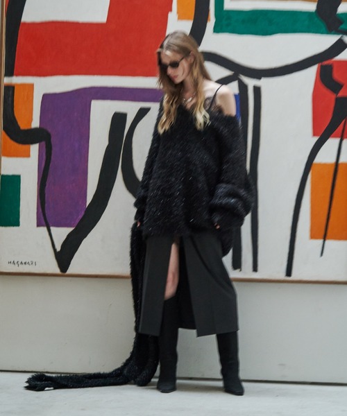 JOSE MOON（ジョゼムーン）の「LACE TRIM WOOL DRESS/レーストリムウールドレス（ドレス・レディース・チャコールグレー/ブラック/カーキ・36/38）」の18枚目の写真