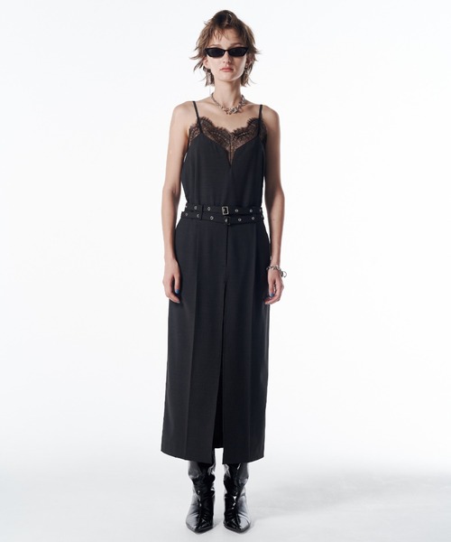 LACE TRIM WOOL DRESS/レーストリムウールドレス（ドレス）｜JOSE MOON