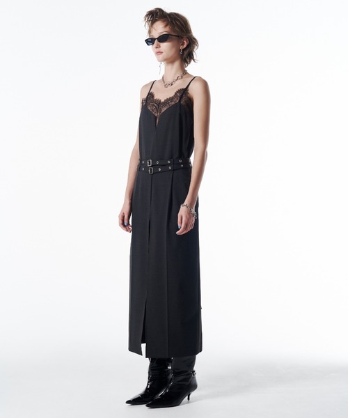 LACE TRIM WOOL DRESS/レーストリムウールドレス（ドレス）｜JOSE MOON