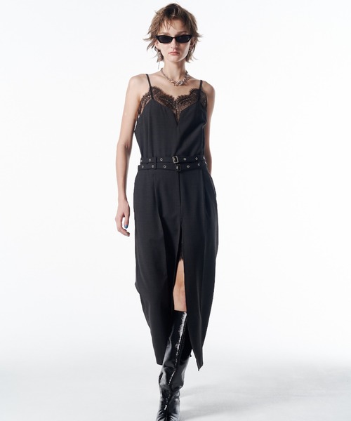 セール】LACE TRIM WOOL DRESS/レーストリムウールドレス（ドレス