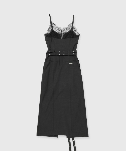 JOSE MOON（ジョゼムーン）の「LACE TRIM WOOL DRESS/レーストリムウールドレス（ドレス・レディース・チャコールグレー/ブラック/カーキ・36/38）」の10枚目の写真
