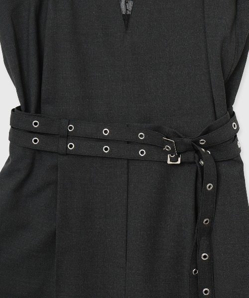 JOSE MOON（ジョゼムーン）の「LACE TRIM WOOL DRESS/レーストリムウールドレス（ドレス・レディース・チャコールグレー/ブラック/カーキ・36/38）」の12枚目の写真