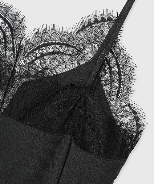 JOSE MOON（ジョゼムーン）の「LACE TRIM WOOL DRESS/レーストリムウールドレス（ドレス・レディース・チャコールグレー/ブラック/カーキ・36/38）」の4枚目の写真