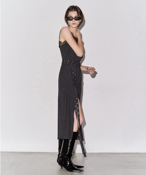 セール】LACE TRIM WOOL DRESS/レーストリムウールドレス（ドレス