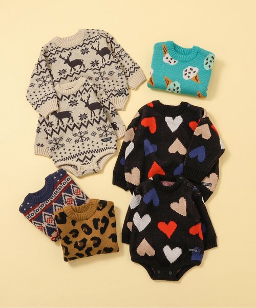 BREEZE（ブリーズ）の「【洗える/リンク】総柄バリエーションニットボディオール（ロンパース・キッズ・キナリ/ブラック・80）」の9枚目の写真