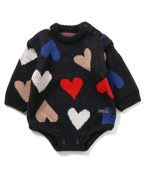 BREEZE（ブリーズ）の「【洗える/リンク】総柄バリエーションニットボディオール（ロンパース・キッズ・キナリ/ブラック・80）」の3枚目の写真