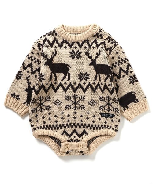 BREEZE（ブリーズ）の「【洗える/リンク】総柄バリエーションニットボディオール（ロンパース・キッズ・キナリ/ブラック・80）」の4枚目の写真