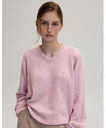 Powder v-neck knit (pink)