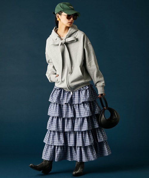 GEVS.（ジェイヴィス）の「綿100％リボンジップアップパーカー＜大きいサイズ有＞GEVS.（パーカー・レディース・杢グレー/ブラック・4L/3L/LL/L/M/5L）」の11枚目の写真