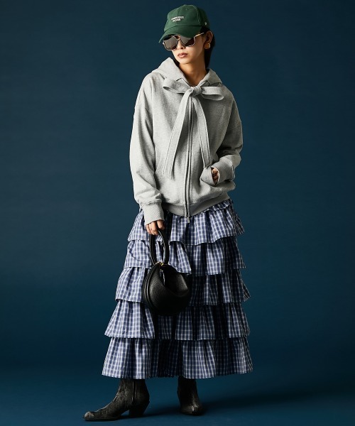 GEVS.（ジェイヴィス）の「綿100％リボンジップアップパーカー＜大きいサイズ有＞GEVS.（パーカー・レディース・杢グレー/ブラック・4L/3L/LL/L/M/5L）」の14枚目の写真