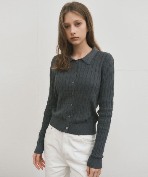 WEDNESDAYOASISFORWOMEN(ウェンズデー オアシス フォー ウーマン)の「ツイストカシミヤブレンドニットカーディガン_GRAY(WC25-KN39)(カーディガン/ボレロ・レディース・グレー・FREE)」の1枚目の写真