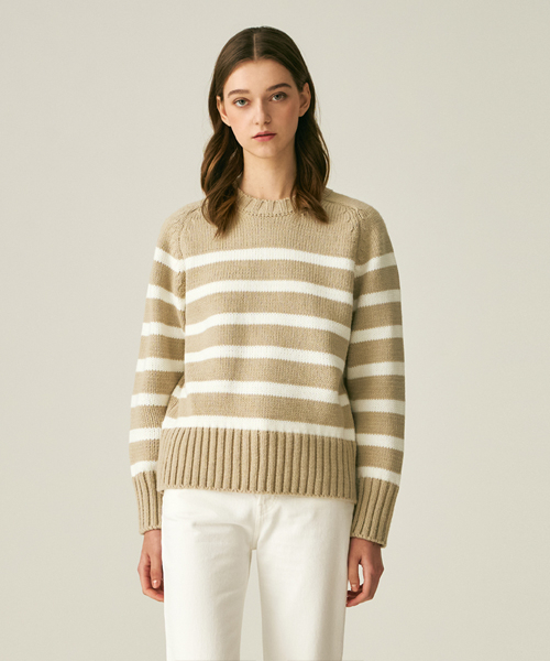 LADY VOLUME(レディーボリューム)の「WOOL STRIPE PULLOVER_BEIGE(ニット/セーター・レディース・その他・FREE)」の2枚目の写真