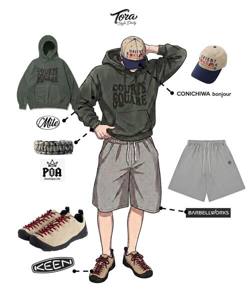 BARBELLWORKS(バーベルワークス)の「パッチ刺繍バミューダパンツ(その他パンツ・メンズ・ブラック/グレー・FREE)」の4枚目の写真