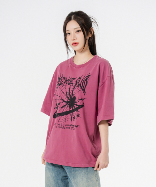 MOZMOZ(モズモズ)の「スパイダー オーバーサイズ ピグメント 半袖Tシャツ ピンク(Tシャツ/カットソー・レディース・その他・M/XL/XXL)」の14枚目の写真