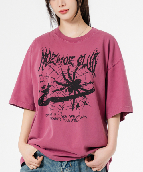 MOZMOZ(モズモズ)の「スパイダー オーバーサイズ ピグメント 半袖Tシャツ ピンク(Tシャツ/カットソー・レディース・その他・M/XL/XXL)」の15枚目の写真