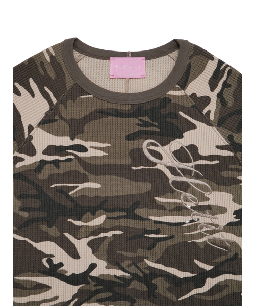 HETIT(ヘティ)の「ウォーマースリーブオーバーサイズTシャツ(カモベージュ)(Tシャツ/カットソー・レディース・その他・FREE)」の2枚目の写真