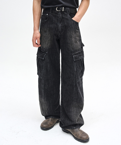 DECET(デケト)の「Cargo Carpenter Wide Jeans DCPT042BlackA(デニムパンツ・レディース・その他・26/28/34/30/32)」の2枚目の写真