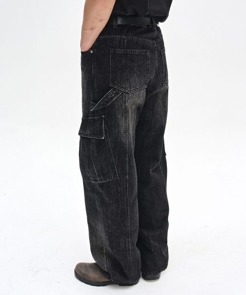 DECET(デケト)の「Cargo Carpenter Wide Jeans DCPT042BlackA(デニムパンツ・レディース・その他・26/28/34/30/32)」の4枚目の写真