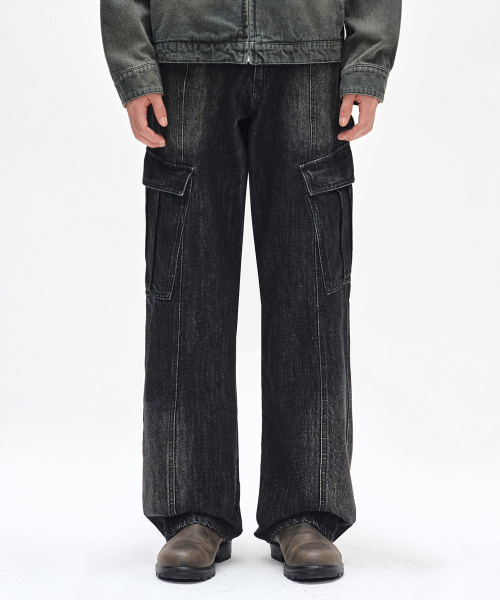 DECET(デケト)の「Cargo Carpenter Wide Jeans DCPT042BlackA(デニムパンツ・レディース・その他・26/28/34/30/32)」の5枚目の写真