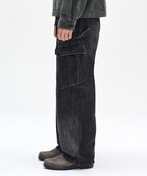 DECET(デケト)の「Cargo Carpenter Wide Jeans DCPT042BlackA(デニムパンツ・レディース・その他・26/28/34/30/32)」の7枚目の写真