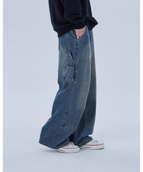 DYSFUNCT(ディスファンクト)の「DOUBLE KNEE WASHING DENIM PANTS (BLUE)(デニムパンツ・メンズ・その他・X-SMALL/SMALL/MEDIUM/LARGE/X-LARGE)」の1枚目の写真
