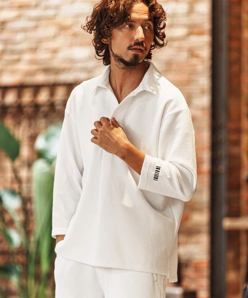 felkod(フィルコッド)の「ms6343-Waffle Mesh Tuck Shirts シャツ(F26S070)(シャツ/ブラウス・メンズ・ホワイト/ブラック・S/M/L)」の3枚目の写真