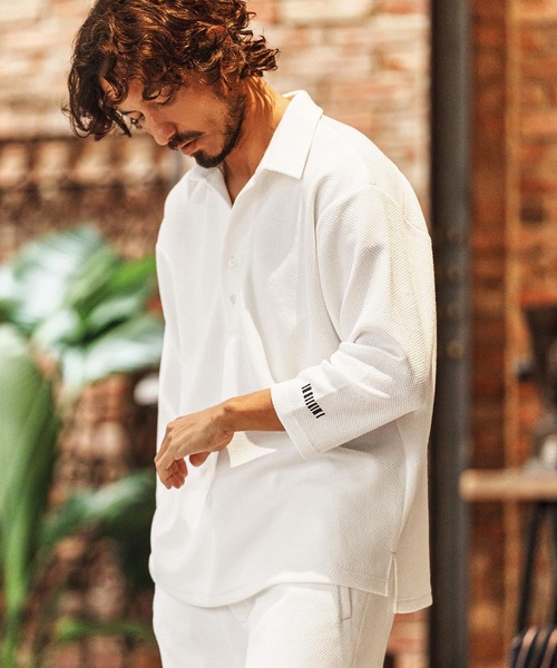 felkod(フィルコッド)の「ms6343-Waffle Mesh Tuck Shirts シャツ(F26S070)(シャツ/ブラウス・メンズ・ホワイト/ブラック・S/M/L)」の5枚目の写真