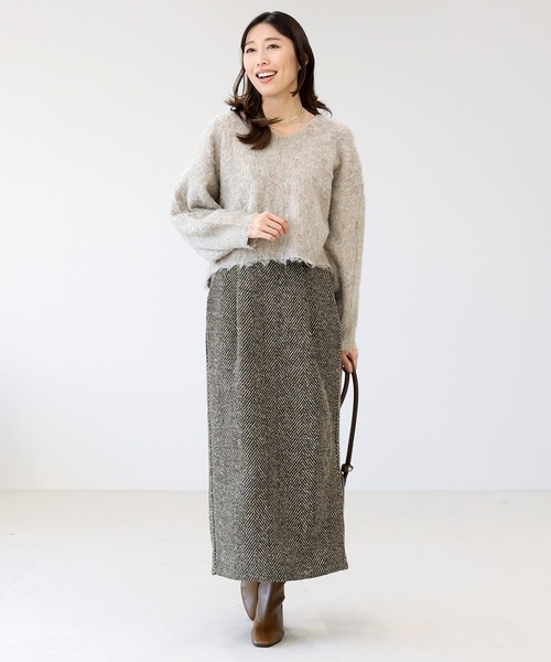 Aletta vita(アレッタビータ)の「ヘリンボーンツイードナロースカート(スカート・レディース・ブラウン/ブラック・M)」の18枚目の写真