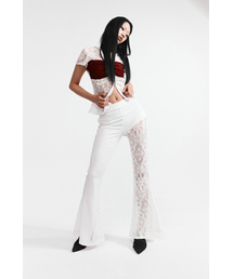 LACE BOOTS CUT PANTS #WHITE