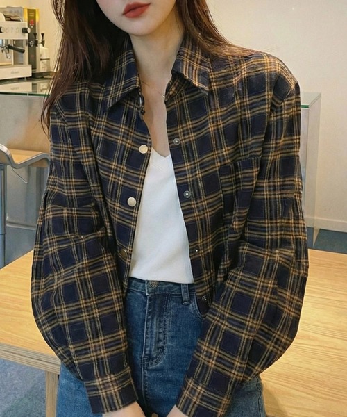 cammie(キャミー)の「チェックシャツ(シャツ/ブラウス・レディース・レッド/ネイビー・L/M)」の1枚目の写真