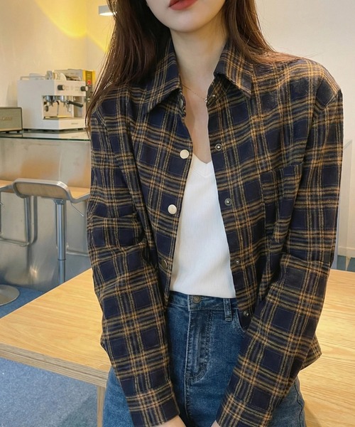 cammie(キャミー)の「チェックシャツ(シャツ/ブラウス・レディース・レッド/ネイビー・L/M)」の5枚目の写真