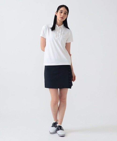BEAMS GOLF（ビームスゴルフ）の「PURPLE LABEL / フロントフリル ボロシャツ（吸水速乾・UVカット）（ポロシャツ・レディース・ホワイト/ネイビー・LARGE/MEDIUM/SMALL）」の17枚目の写真