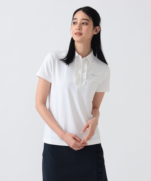 BEAMS GOLF（ビームスゴルフ）の「PURPLE LABEL / フロントフリル ボロシャツ（吸水速乾・UVカット）（ポロシャツ・レディース・ホワイト/ネイビー・LARGE/MEDIUM/SMALL）」の15枚目の写真