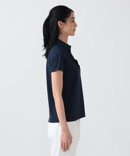 BEAMS GOLF（ビームスゴルフ）の「PURPLE LABEL / フロントフリル ボロシャツ（吸水速乾・UVカット）（ポロシャツ・レディース・ホワイト/ネイビー・LARGE/MEDIUM/SMALL）」の8枚目の写真