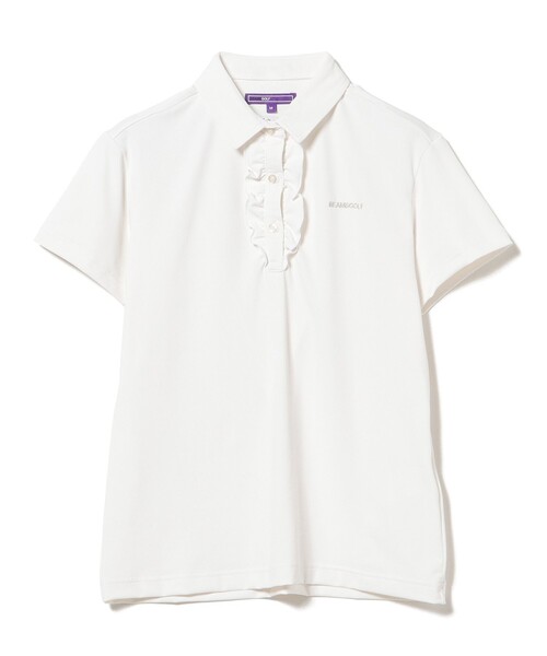 BEAMS GOLF（ビームスゴルフ）の「PURPLE LABEL / フロントフリル ボロシャツ（吸水速乾・UVカット）（ポロシャツ・レディース・ホワイト/ネイビー・LARGE/MEDIUM/SMALL）」の7枚目の写真