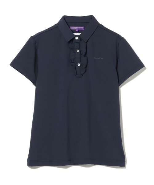 BEAMS GOLF（ビームスゴルフ）の「PURPLE LABEL / フロントフリル ボロシャツ（吸水速乾・UVカット）（ポロシャツ・レディース・ホワイト/ネイビー・LARGE/MEDIUM/SMALL）」の5枚目の写真