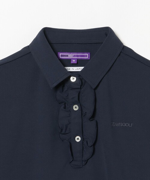 BEAMS GOLF（ビームスゴルフ）の「PURPLE LABEL / フロントフリル ボロシャツ（吸水速乾・UVカット）（ポロシャツ・レディース・ホワイト/ネイビー・LARGE/MEDIUM/SMALL）」の6枚目の写真
