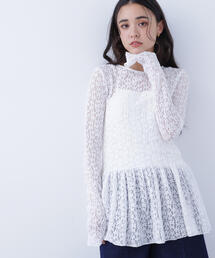 N.（N. Natural Beauty Basic） | レースペプラムトップス(Tシャツ/カットソー)