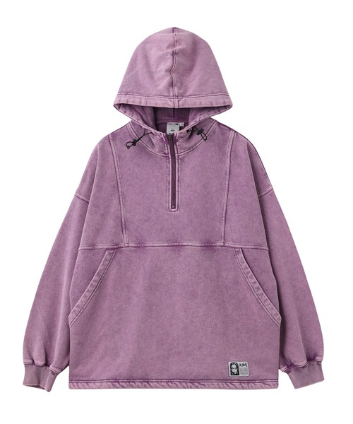 X-girl（エックスガール）の「FADED FACE LABEL ANORAK SWEAT HOODIE（パーカー・レディース・ブラック/パープル/グリーン・S/M）」の7枚目の写真