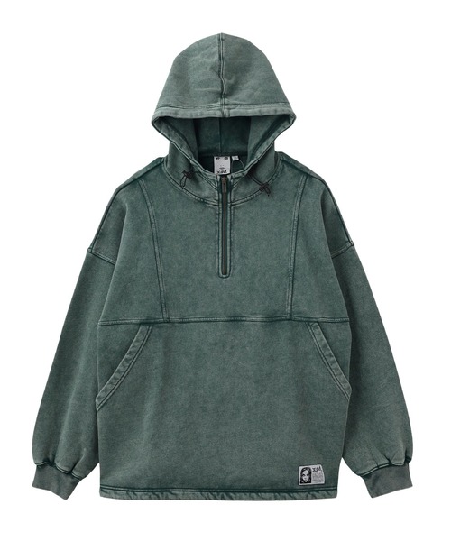 X-girl（エックスガール）の「FADED FACE LABEL ANORAK SWEAT HOODIE（パーカー・レディース・ブラック/パープル/グリーン・S/M）」の9枚目の写真