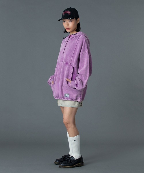FADED FACE LABEL ANORAK SWEAT HOODIE（パーカー）｜X-girl（エックス
